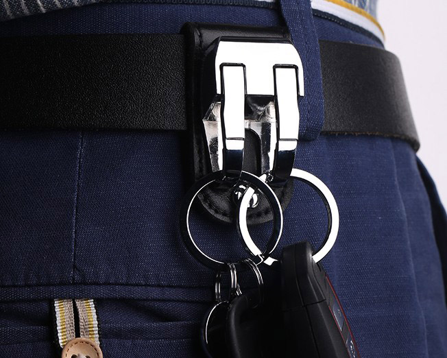Men's belt style zinc alloy keychain
