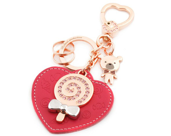 lollipop heart leather keychain