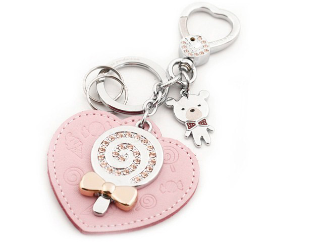 lollipop heart leather keychain