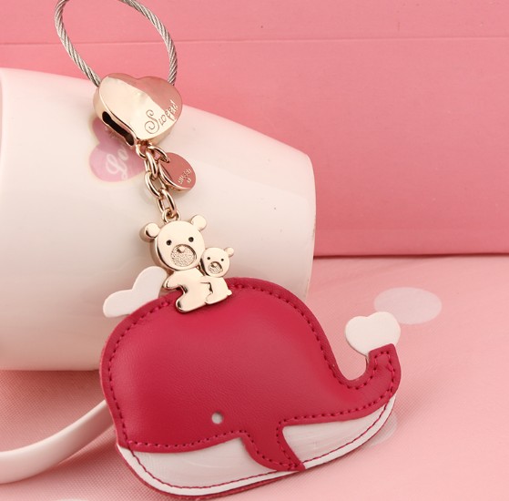 Whale leather keychain