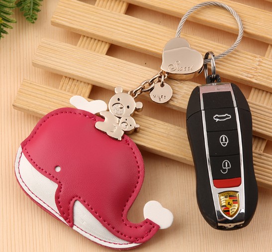 Whale leather keychain