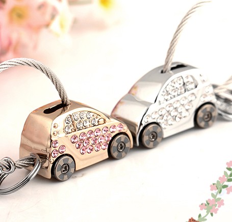 Rhinestone alloy car keychain