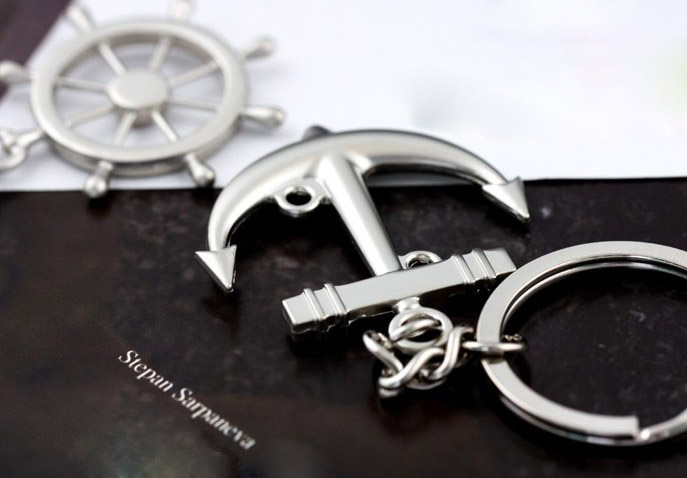 Rudder and anchor couple keychains