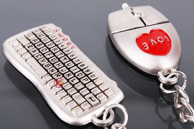Keyboard and mouse Couple Keychains