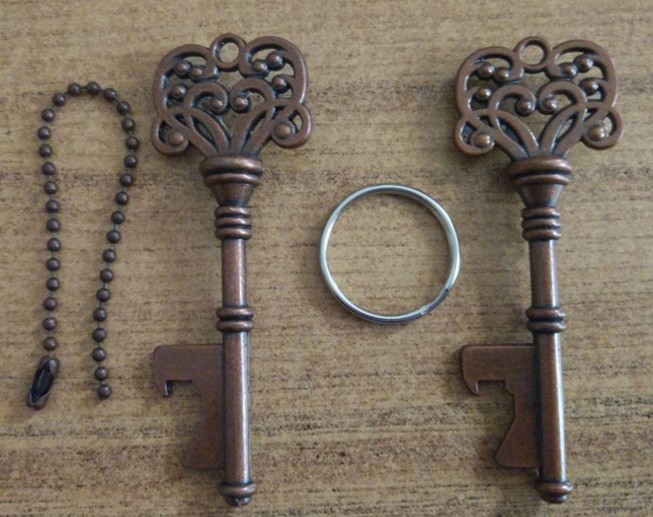 retro key shape opener keychain