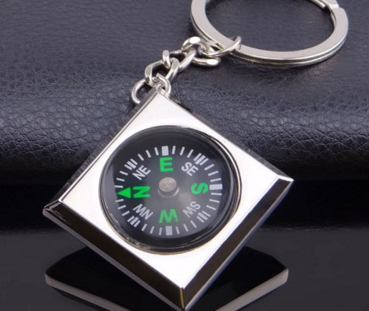 Square compass keychain