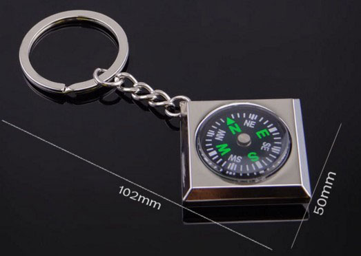 Square compass keychain