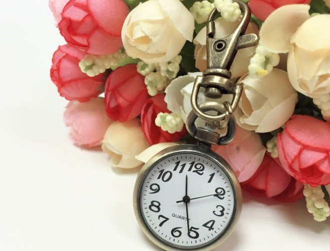 Retro Stainless Steel clock Keychain