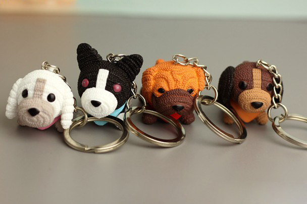 Wool dog keychain