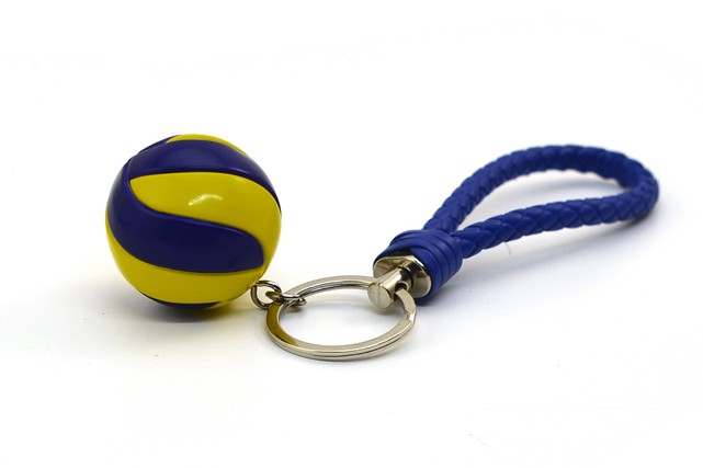 Leather volleyball keychain