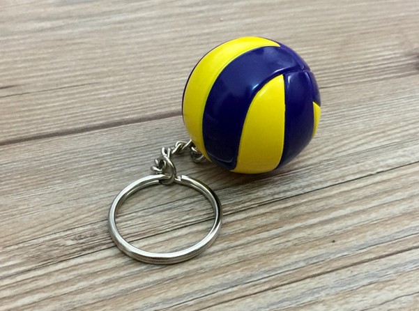 Leather volleyball keychain