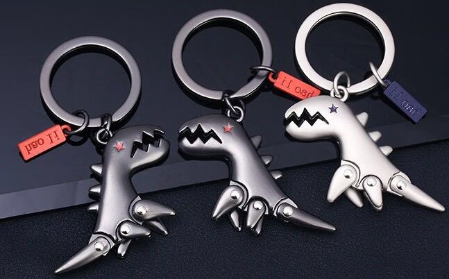 Small dinosaur alloy keychain