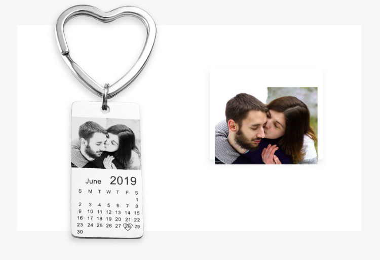 Rectangular photo calendar keychain