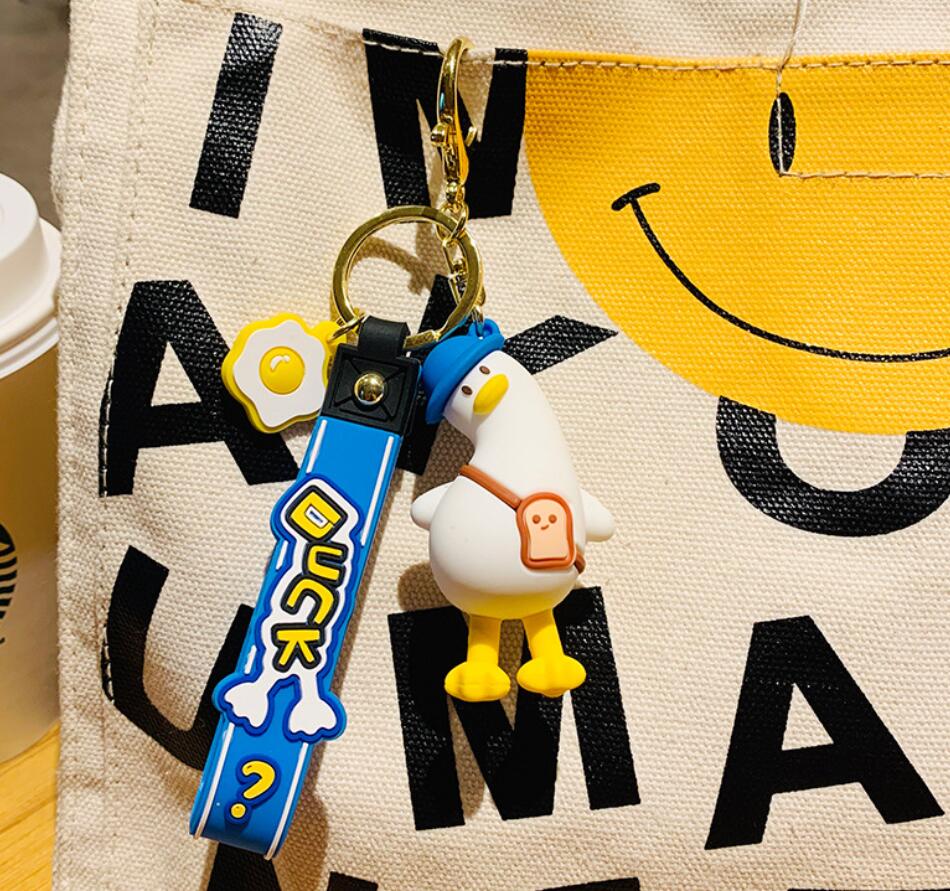Cartoon Tilting Head Duck Keychain
