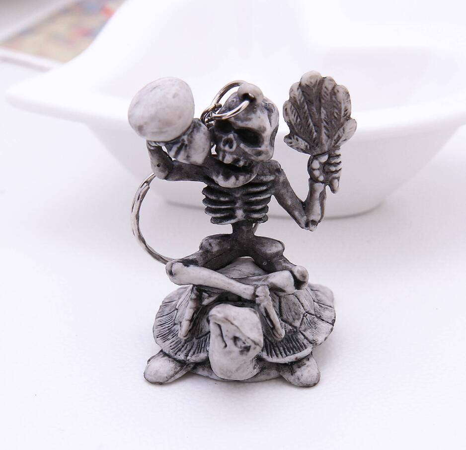 Turtle and Skeleton Keychain