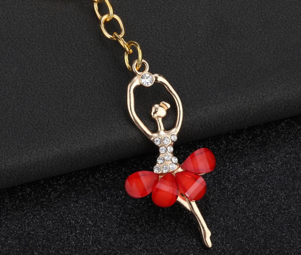Ballet girl rhinestone keychain