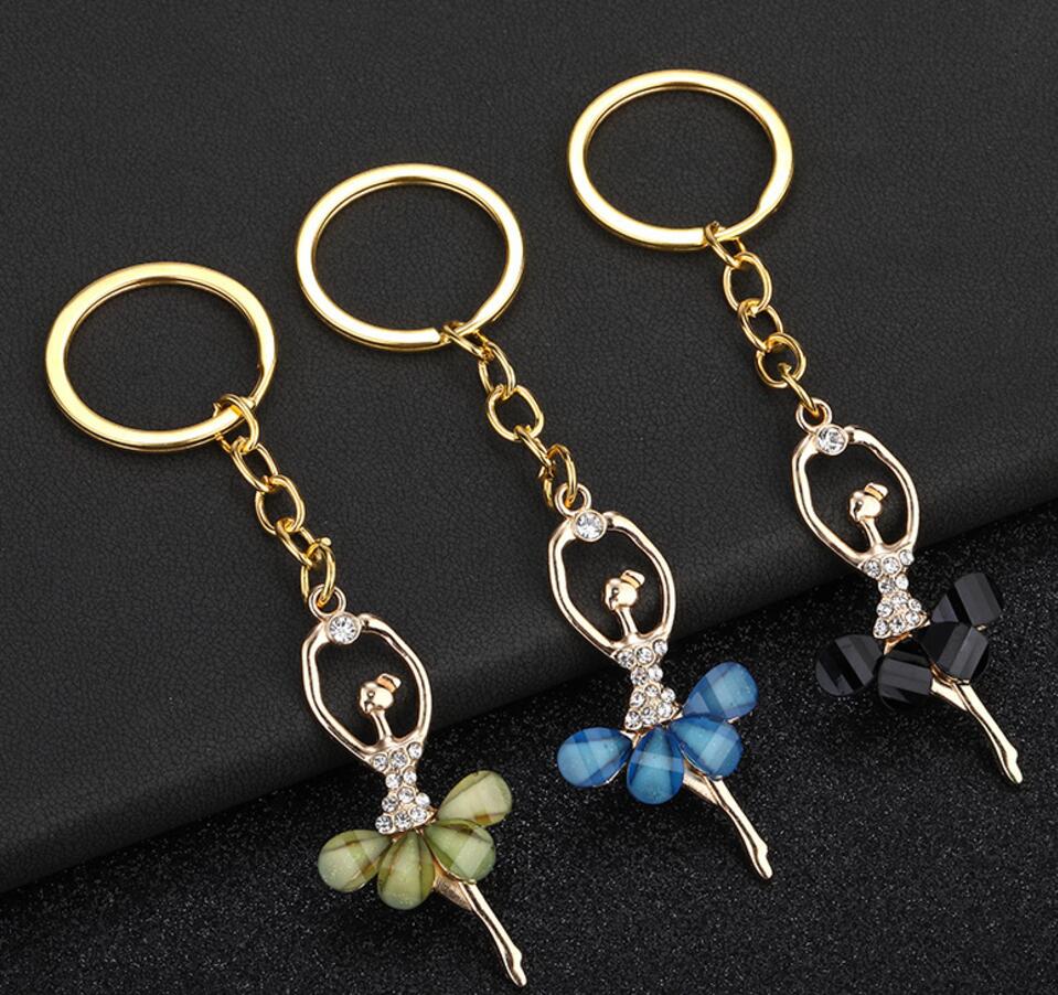 Ballet girl rhinestone keychain
