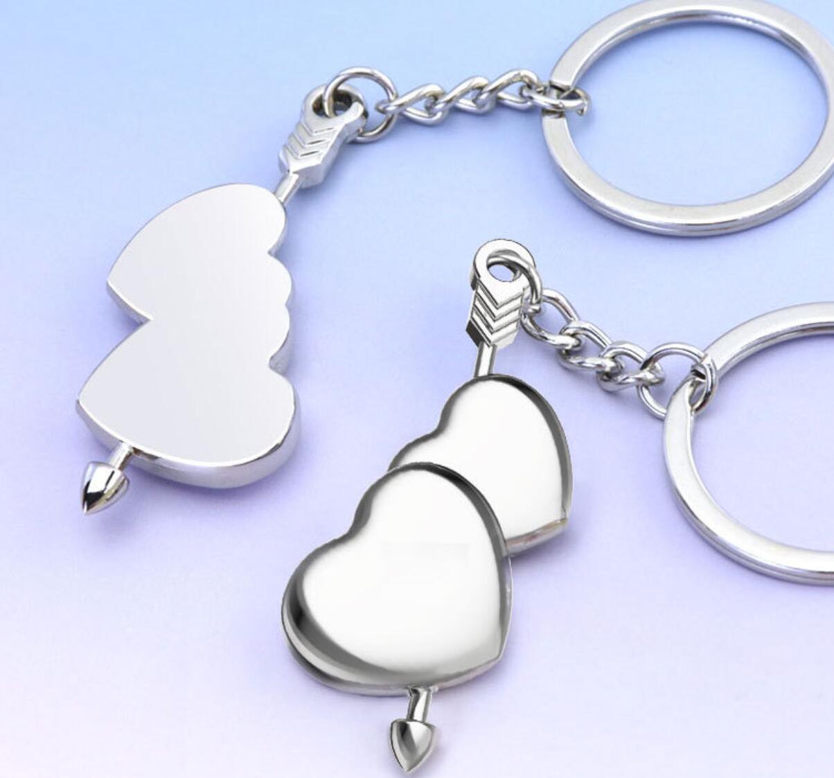 An Arrow Pierces Double Heart Keychain