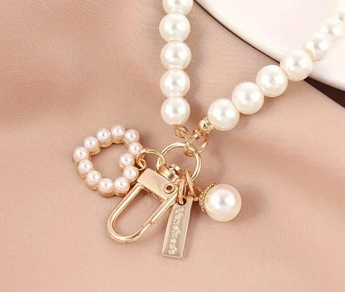 Heart Pearl Bracelet and Shell Keychain