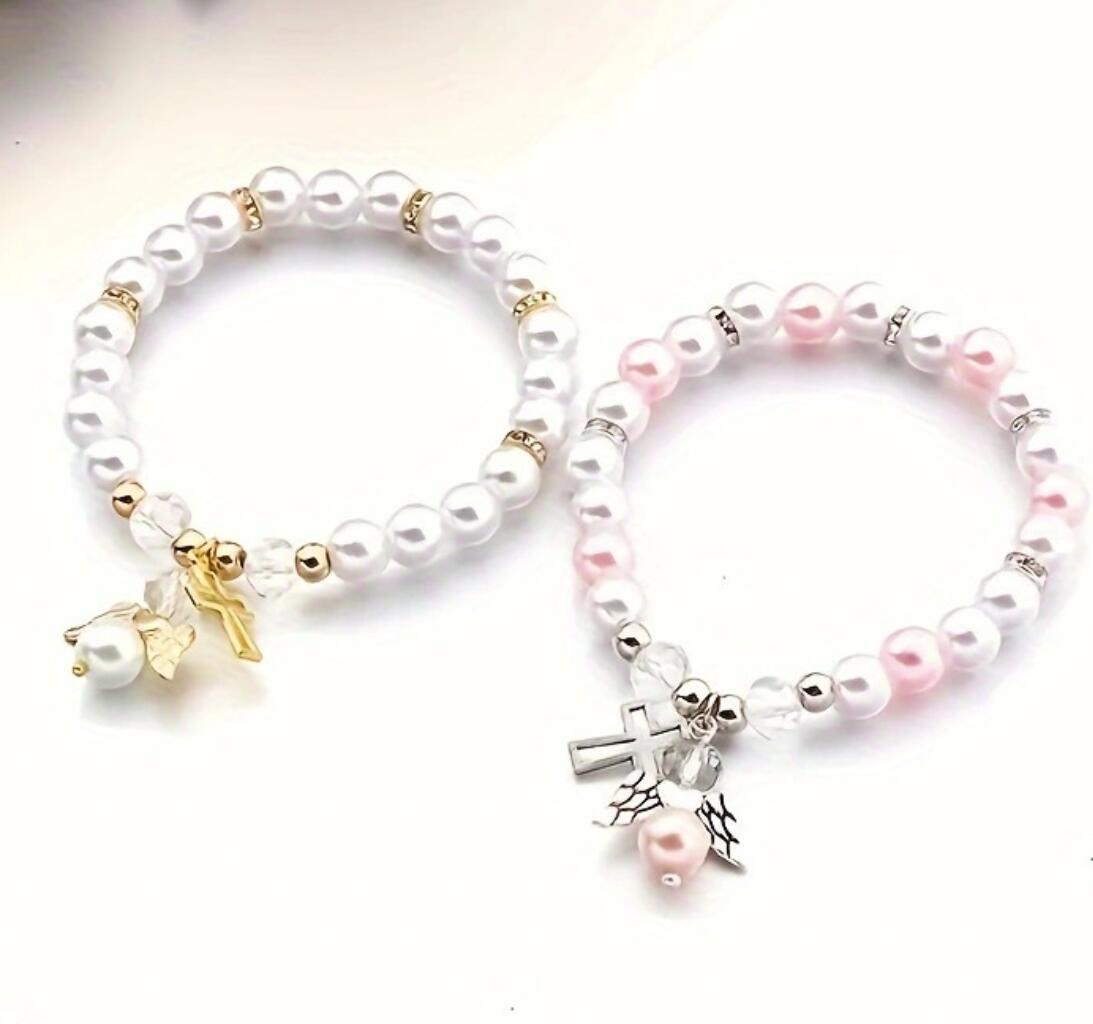 Cross Angel Pearl Bracelet