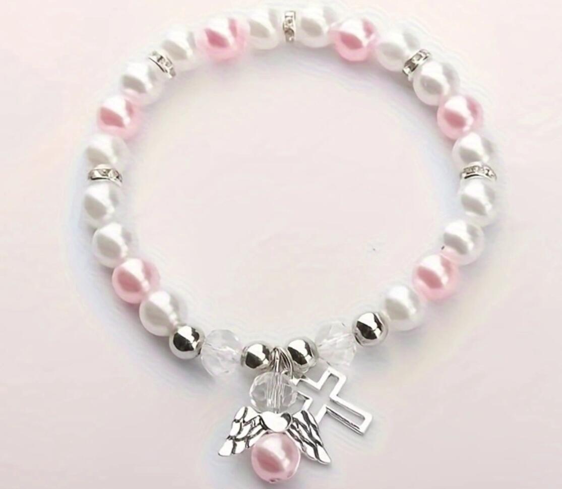 Cross Angel Pearl Bracelet