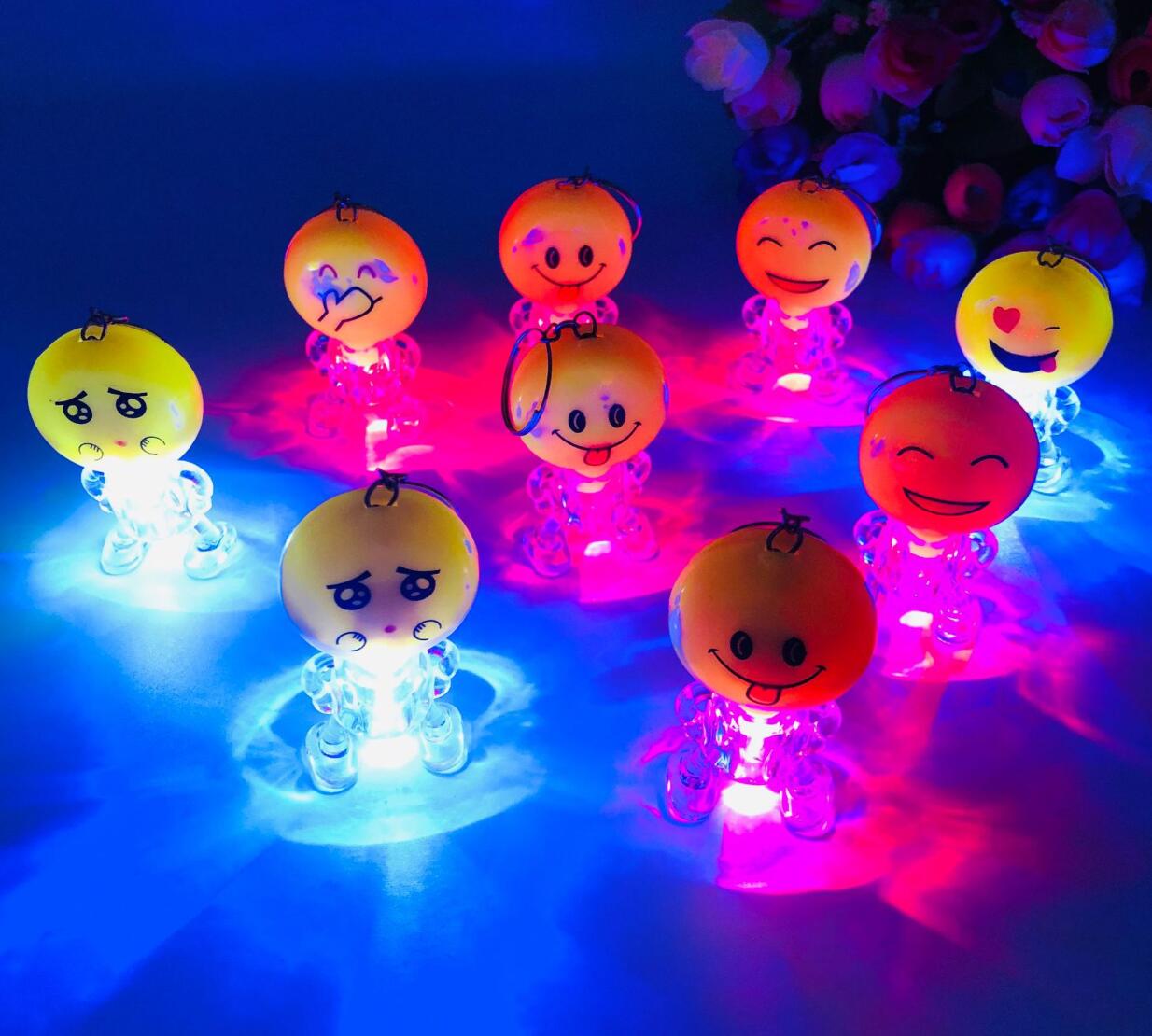 LED Smiley Face Emoji Keychain