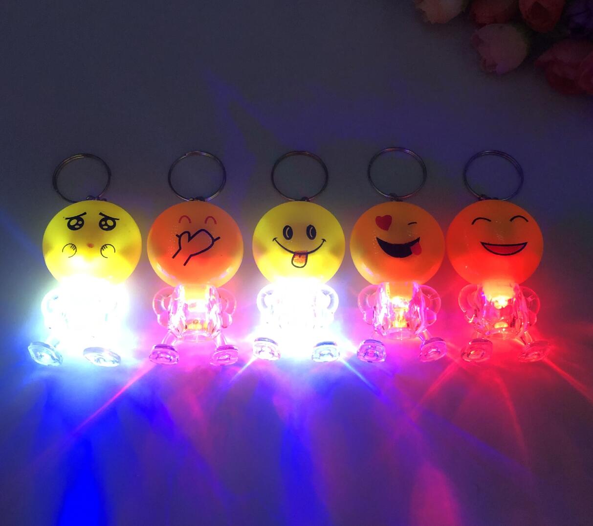 LED Smiley Face Emoji Keychain