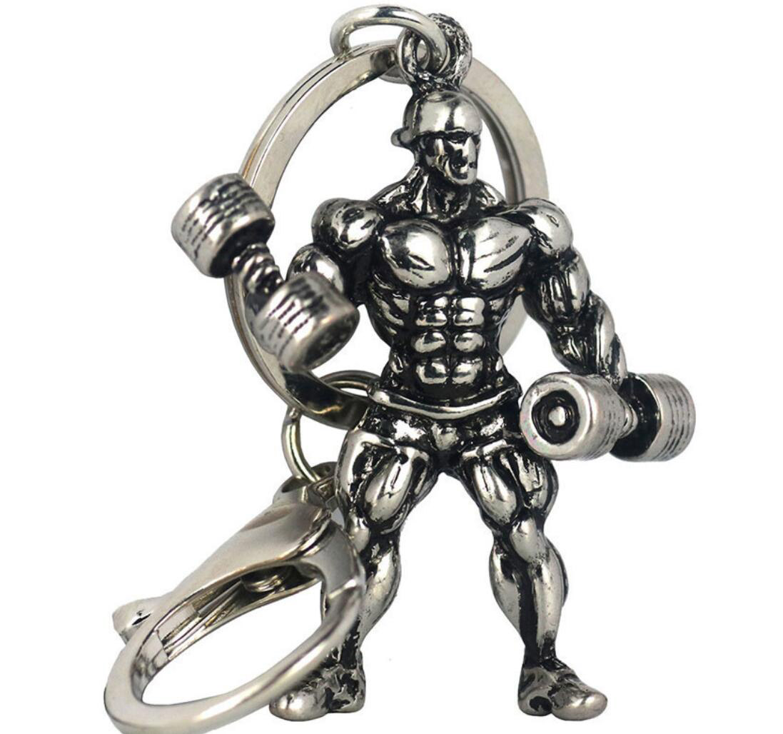 Dumbbell Fitness Man Keychain