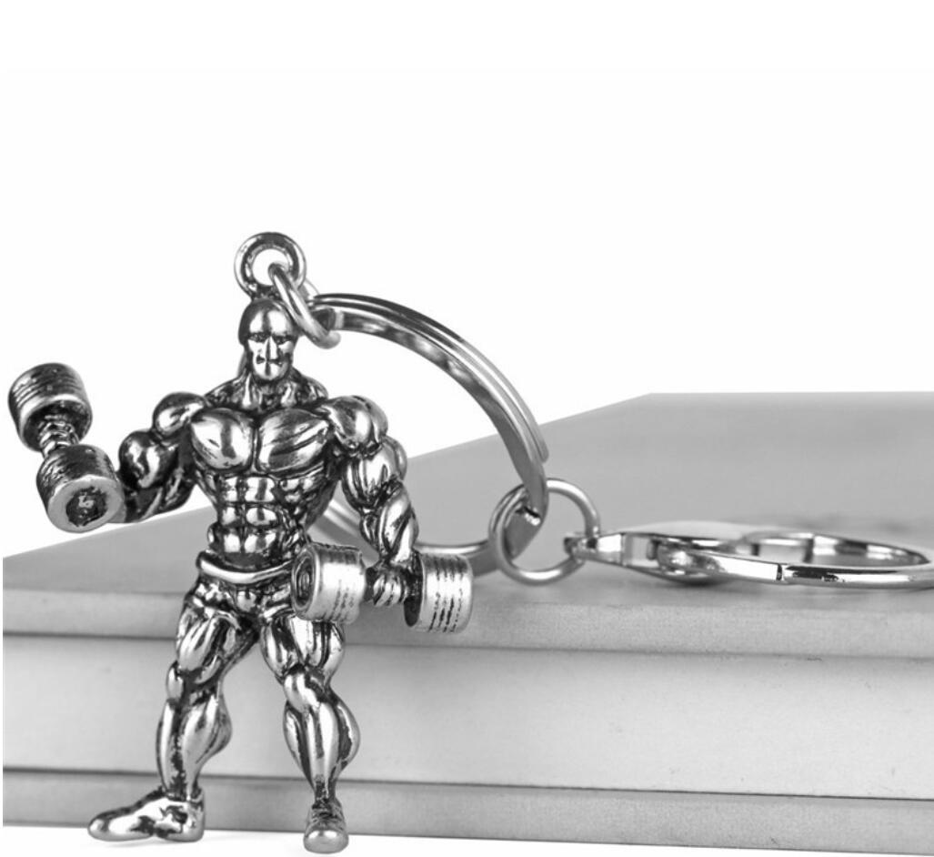 Dumbbell Fitness Man Keychain