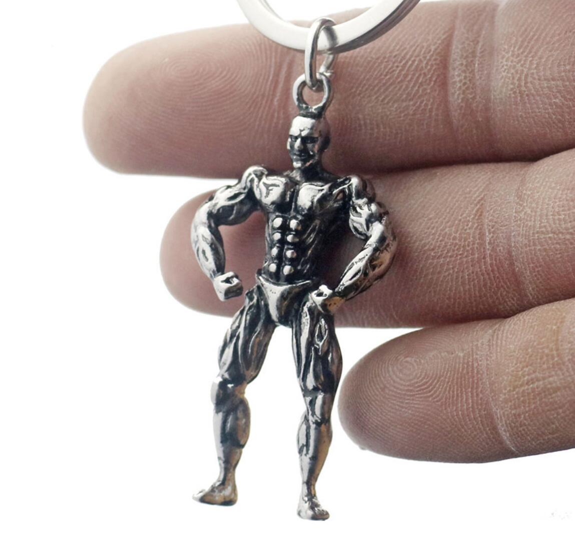 3D Muscular Man Metal Keychain