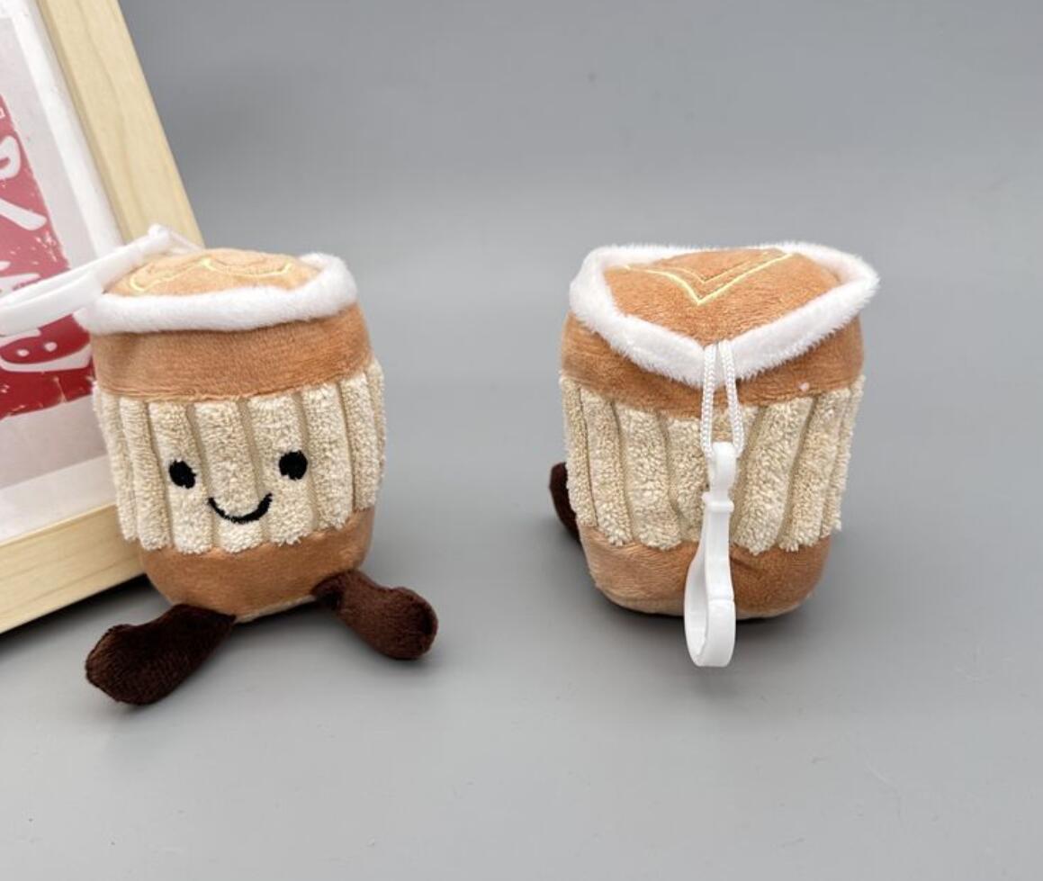 Cartoon Plush Milk Tea Cup Keychain