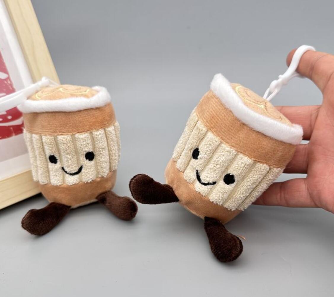 Cartoon Plush Milk Tea Cup Keychain