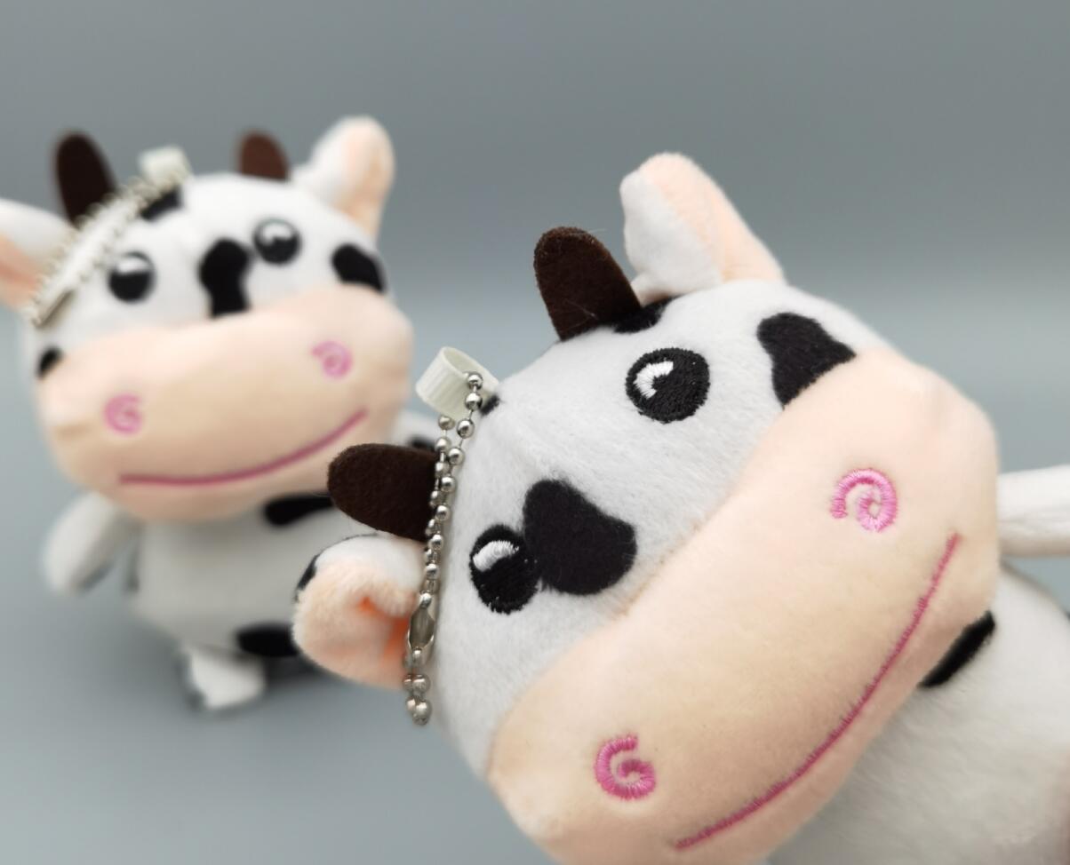Black and White Cow Plush Keychain