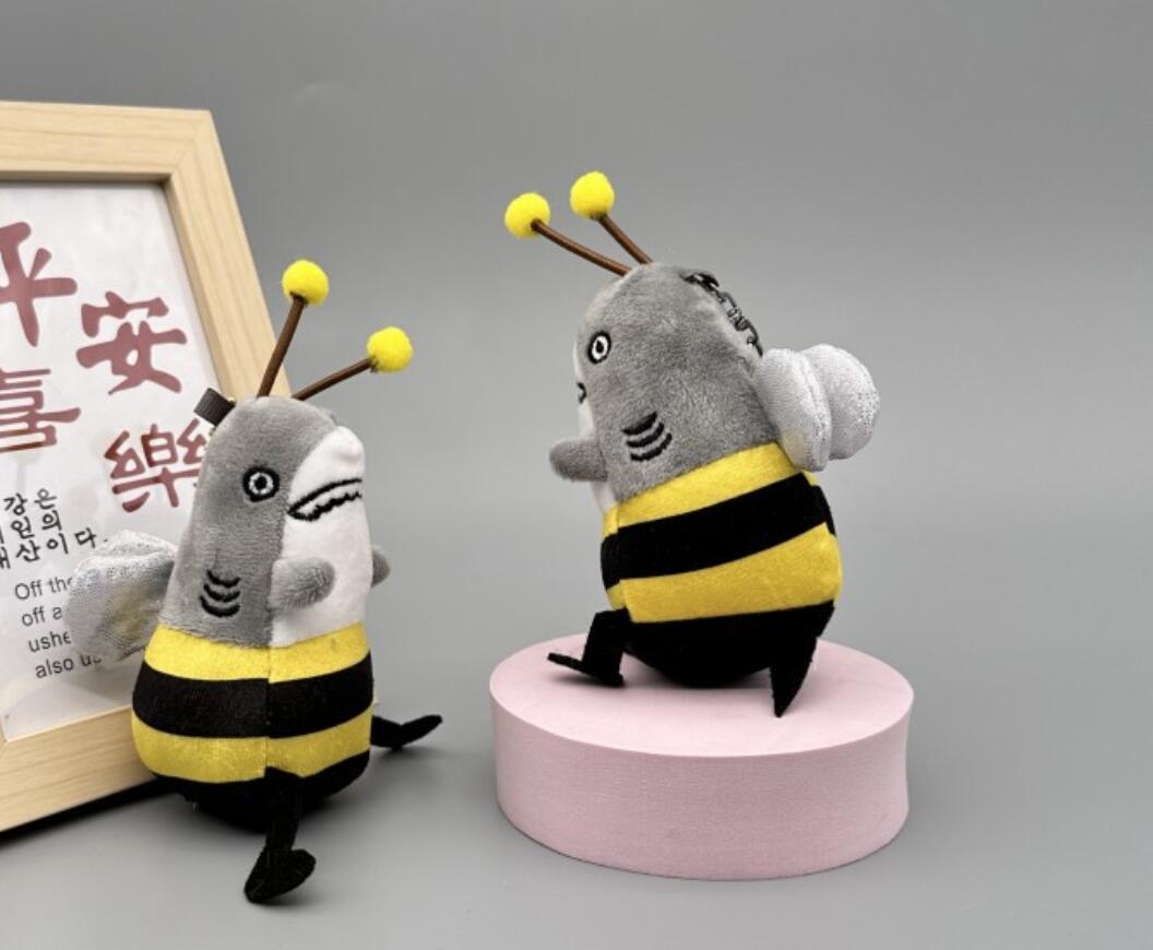 Silly Shark and Bee Plush Keychain