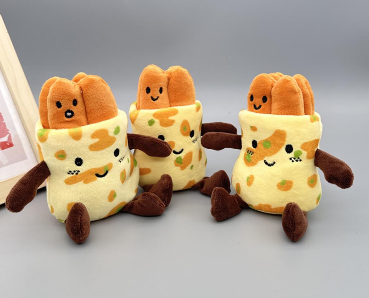 Cute Chinese Crepe and Fried Dough Stick Plush Keychain