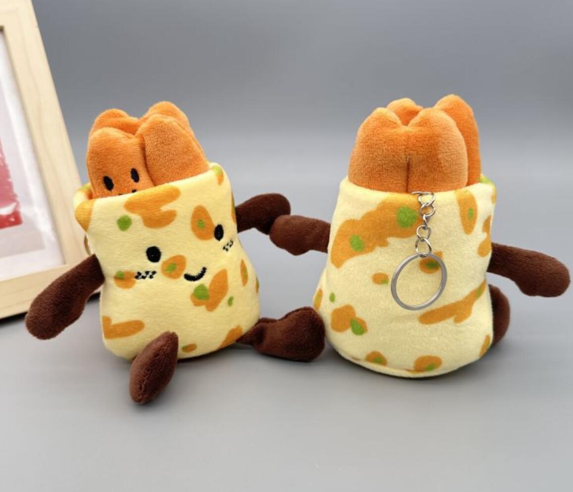 Cute Chinese Crepe and Fried Dough Stick Plush Keychain