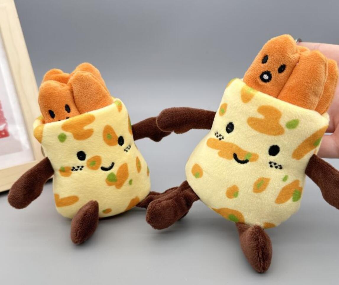 Cute Chinese Crepe and Fried Dough Stick Plush Keychain