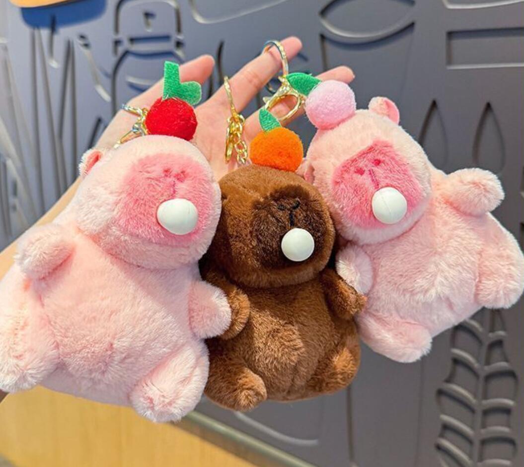 Bubble-Blowing Capybara Plush Keychain
