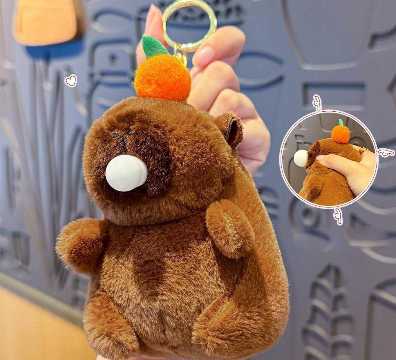 Bubble-Blowing Capybara Plush Keychain