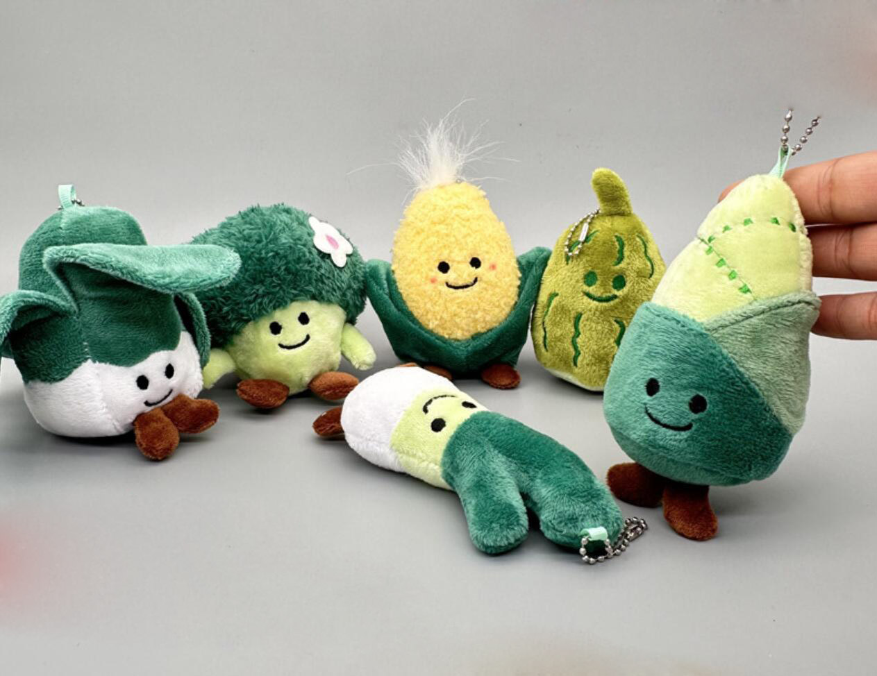 Broccoli and Cabbage Vegetable Plush Keychain