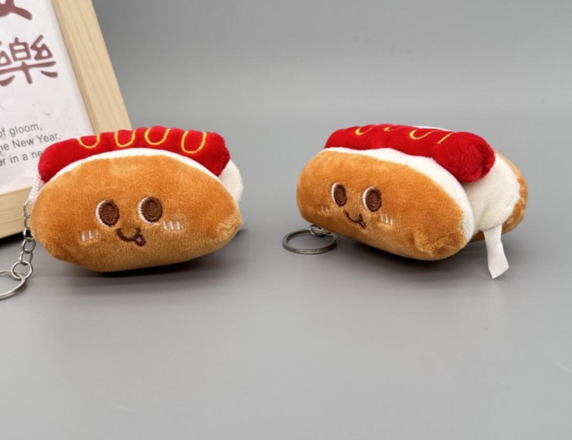 Hamburger Chicken Leg Fries Plush Keychain