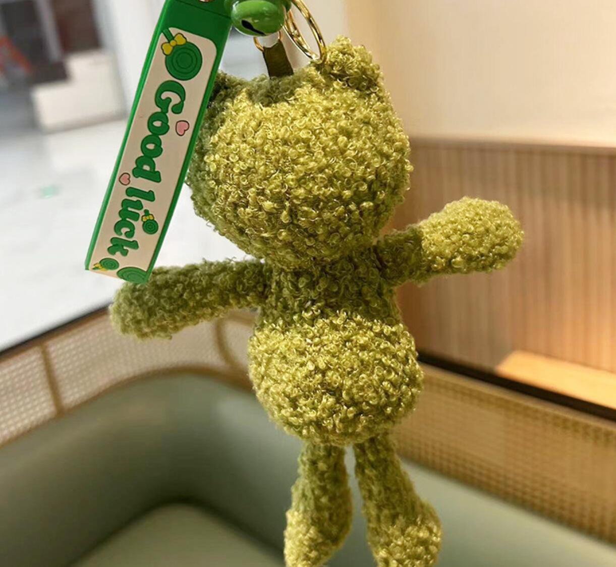 Green Plush Frog Keychain