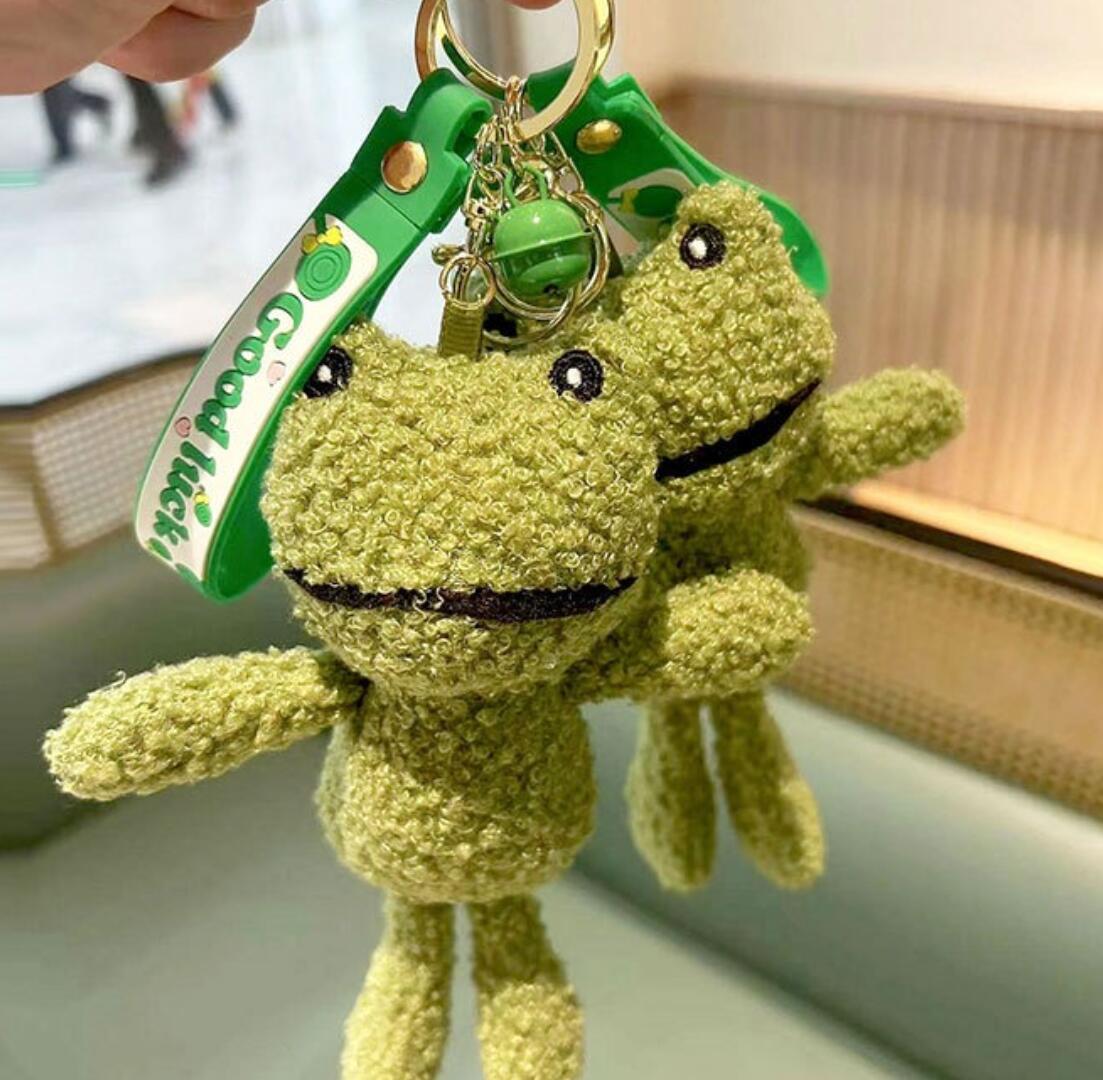 Green Plush Frog Keychain