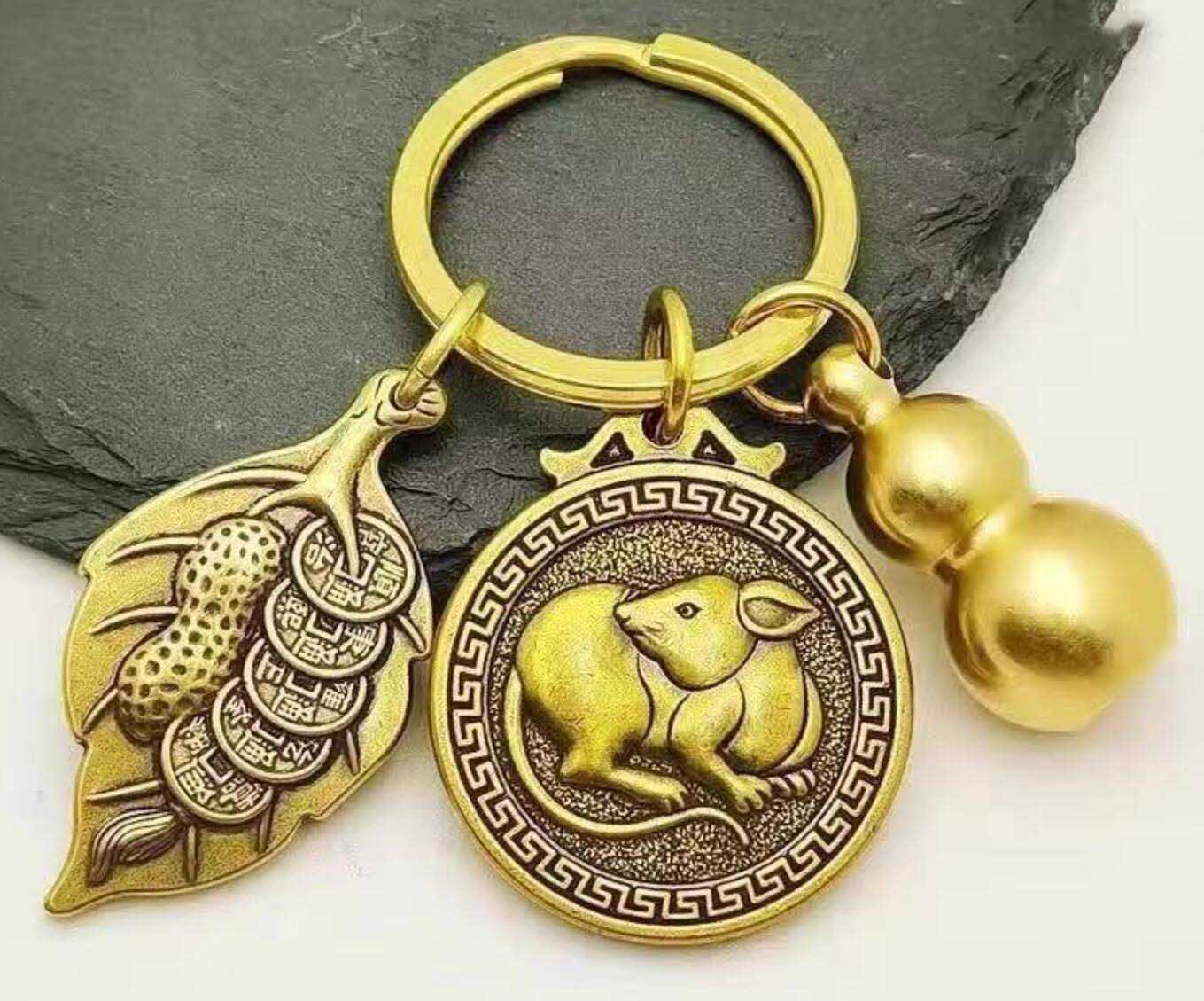 Alloy Gourd Zodiac Keychain