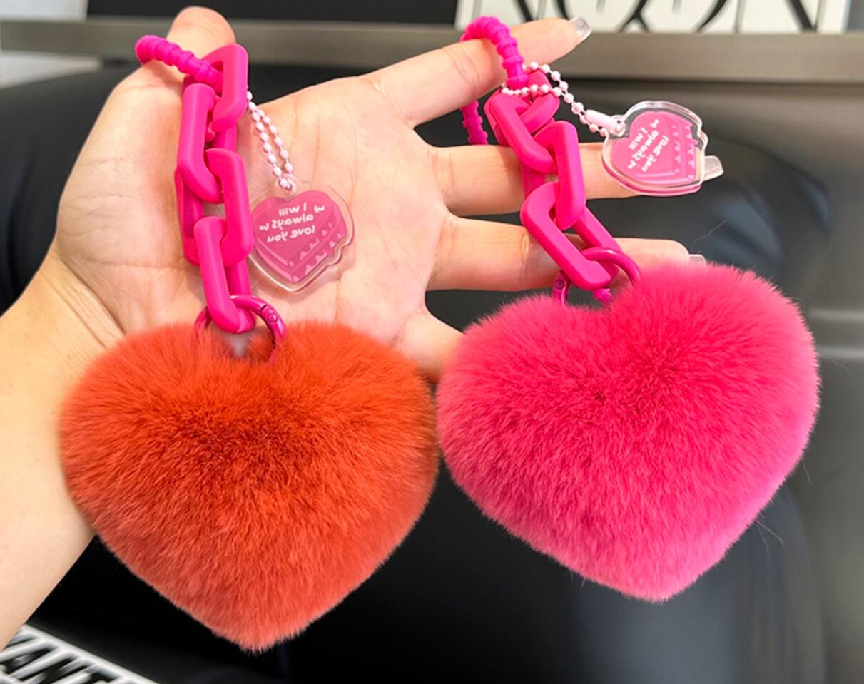 Heart Chain Plush Keychain