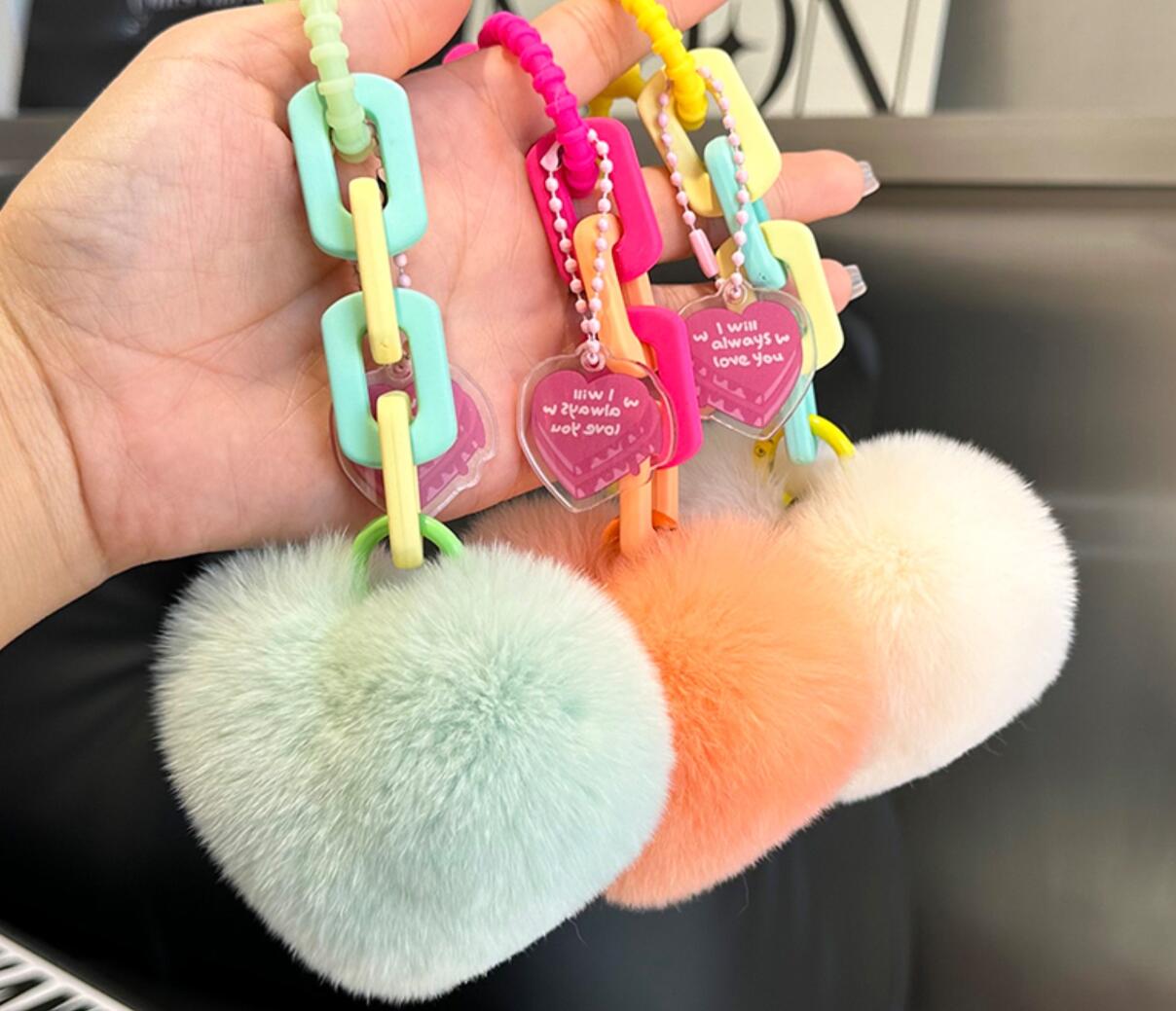 Heart Chain Plush Keychain