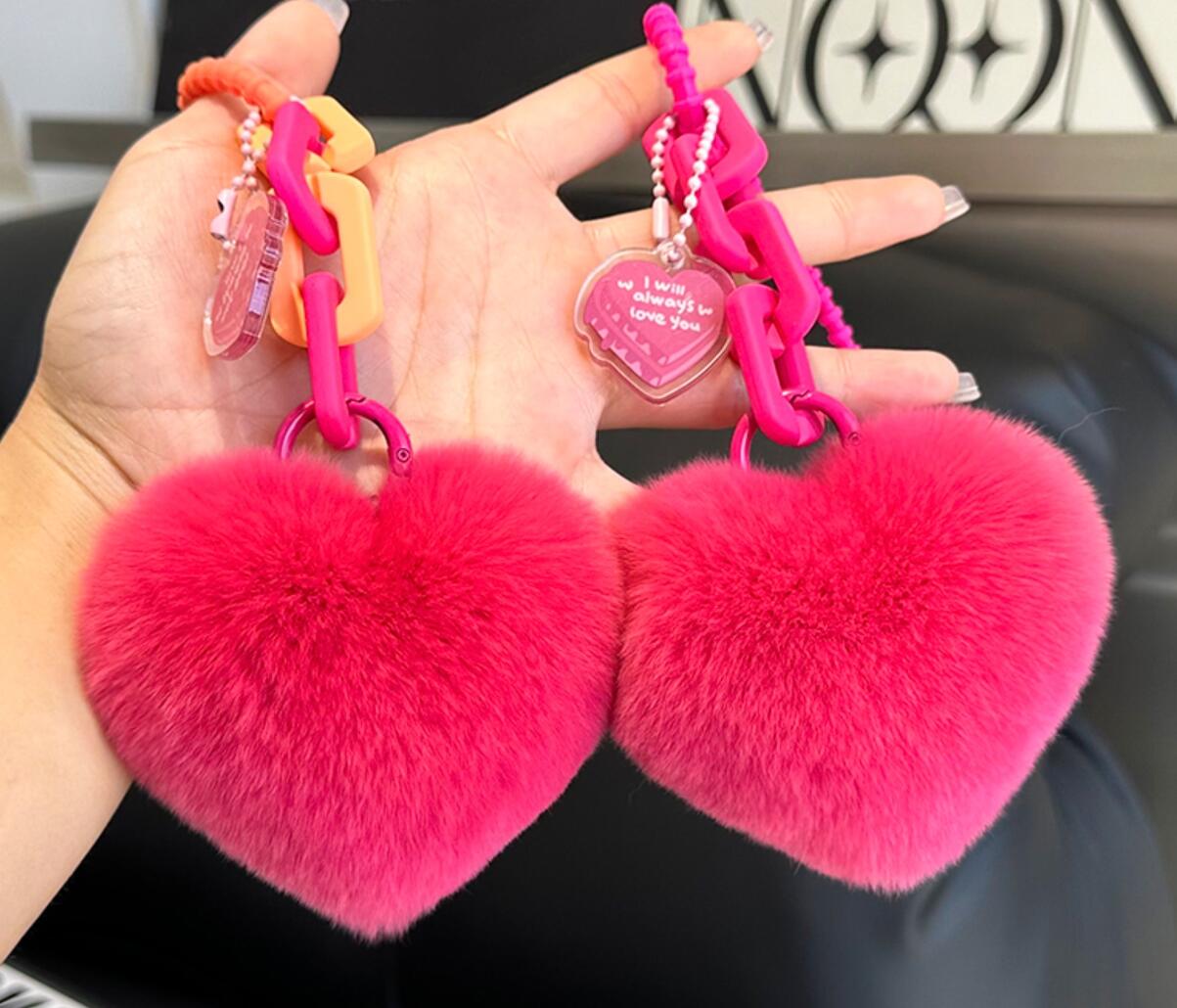 Heart Chain Plush Keychain