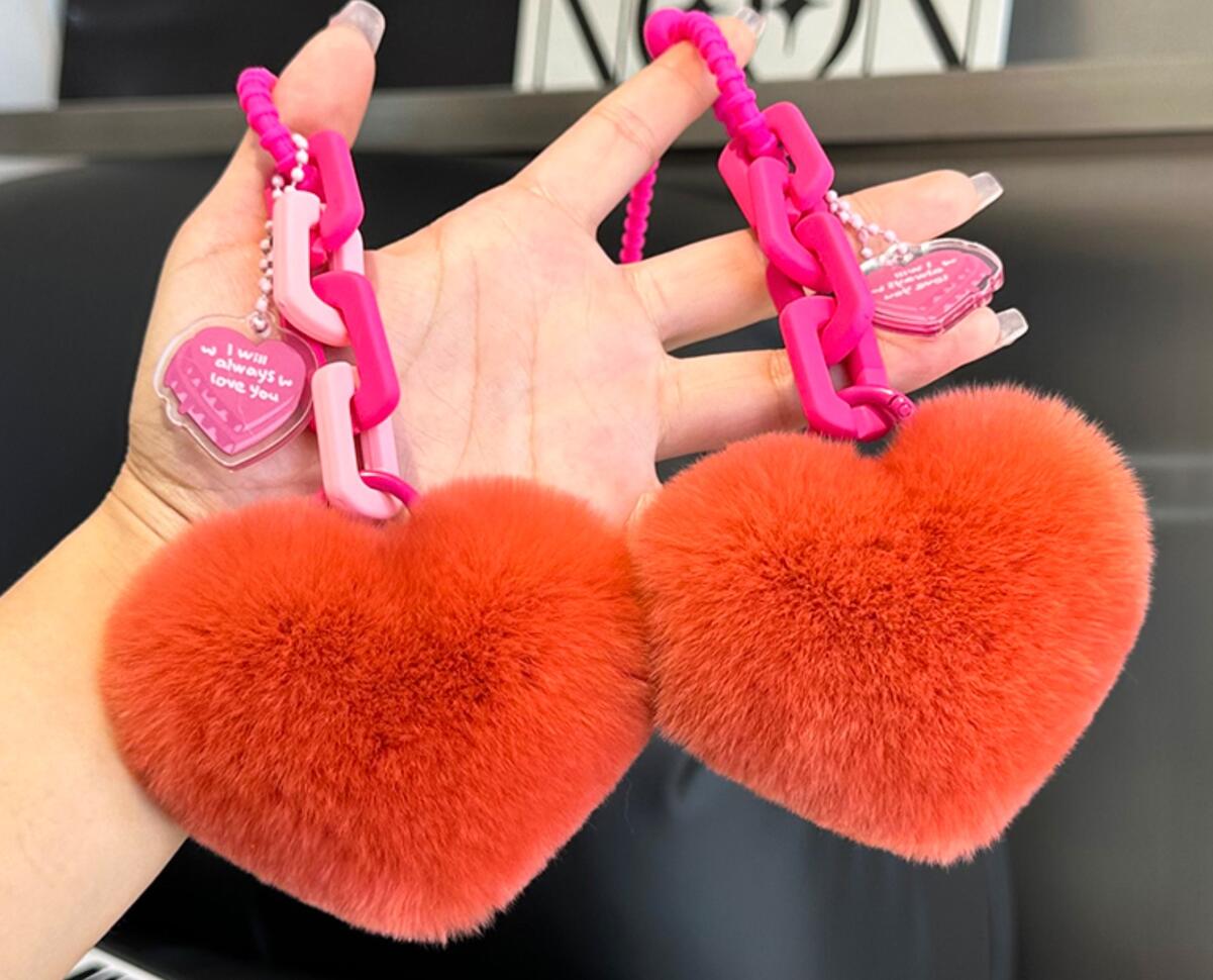 Heart Chain Plush Keychain