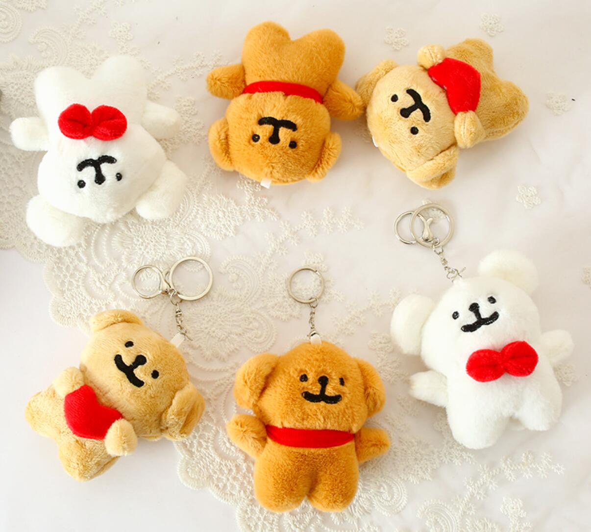 Heart-shaped plush dog keychain