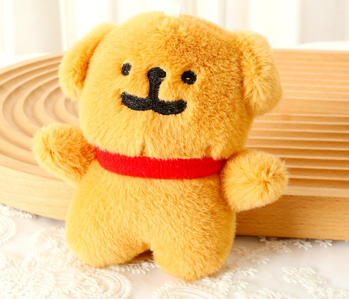 Heart-shaped plush dog keychain